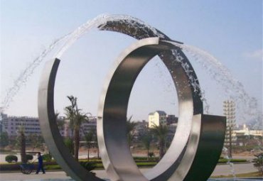 酒店广场水池摆放不锈钢抽象半圆喷泉艺术景观雕塑