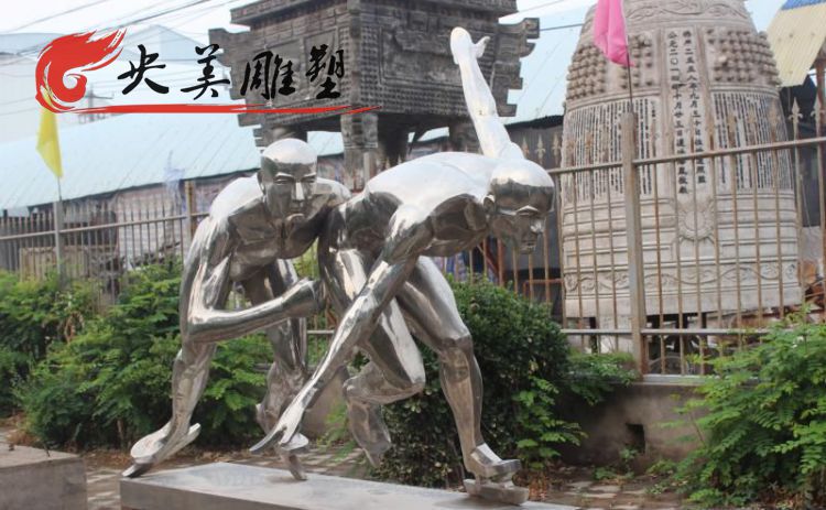 公园摆放镜面不锈钢滑冰抽象运动员雕塑图片 公园摆放镜面不锈钢滑冰抽象运动员雕塑图片