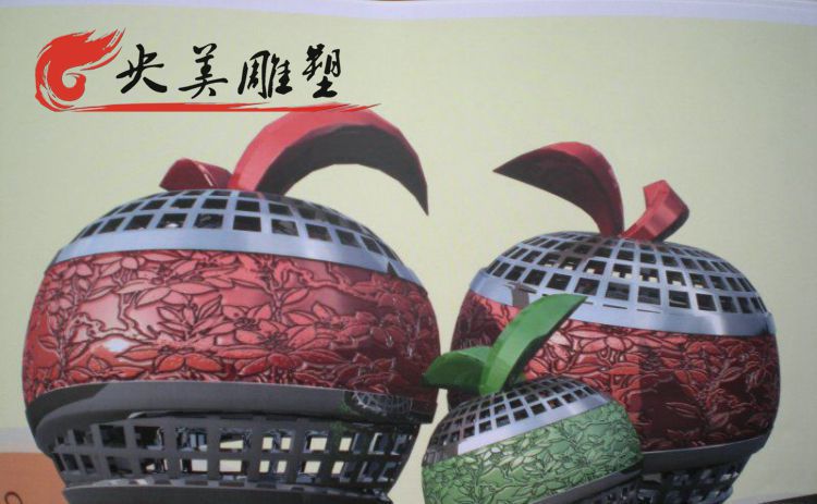 广场园林摆放创意不锈钢镂空苹果景观雕塑图片 广场园林摆放创意不锈钢镂空苹果景观雕塑图片