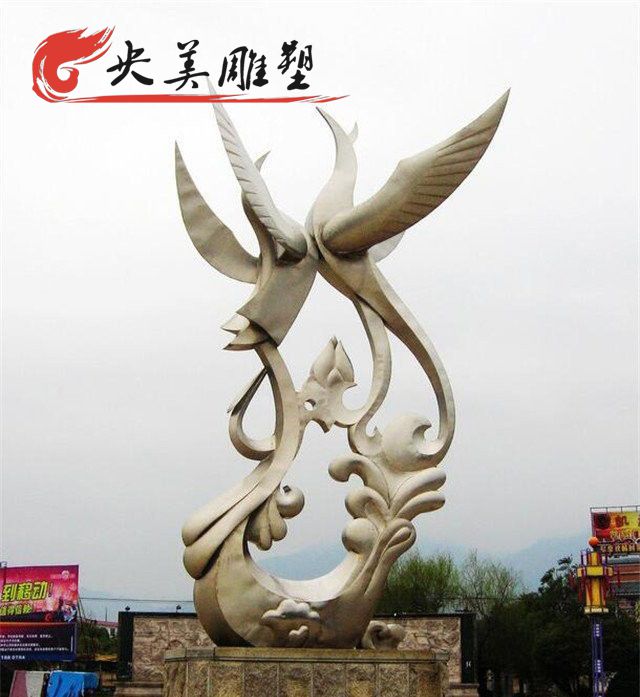 广场园林摆放不锈钢抽象凤凰景观雕塑图片 广场园林摆放不锈钢抽象凤凰景观雕塑图片