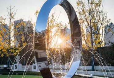花园广场创意不锈钢圆环喷泉景观装饰摆件