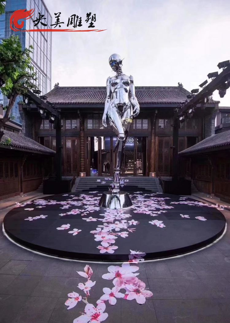 度假村会所创意不锈钢抽象人物景观装饰摆件图片 度假村会所创意不锈钢抽象人物景观装饰摆件图片