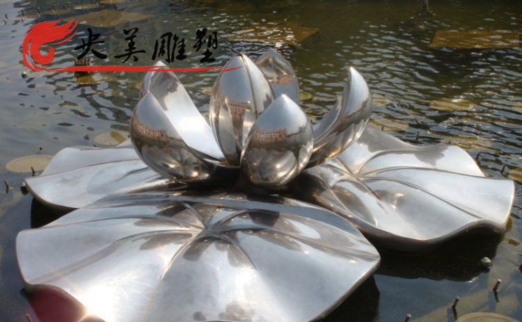 不锈钢荷叶荷花景观水景池塘装饰雕塑图片 不锈钢荷叶荷花景观水景池塘装饰雕塑图片