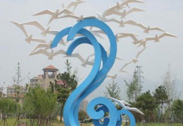 园林花园景观装饰摆件不锈钢创意抽象大雁雕塑