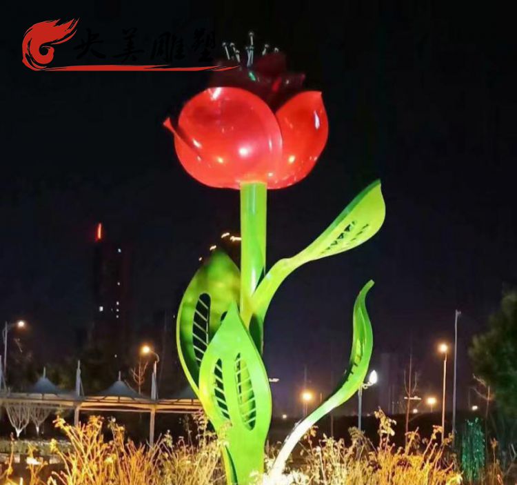 玻璃钢彩绘创意城市植物花朵雕塑图片 玻璃钢彩绘创意城市植物花朵雕塑图片