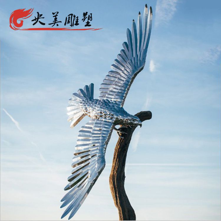 户外园林不锈钢镜面抽象飞翔的老鹰雕塑图片 户外园林不锈钢镜面抽象飞翔的老鹰雕塑图片