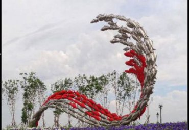 园林花园不锈钢创意鱼群雕塑摆件