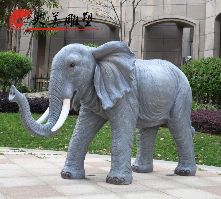 招财动物摆件玻璃钢仿真大象雕塑图片