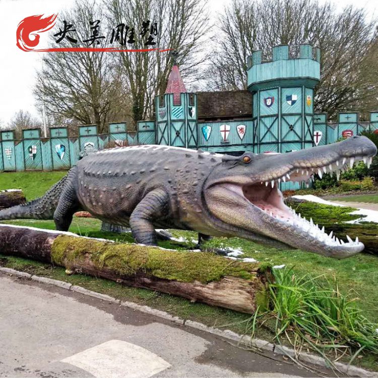 城市园林动物园大型创意玻璃钢仿真鳄鱼景观雕塑图片 城市园林动物园大型创意玻璃钢仿真鳄鱼景观雕塑图片
