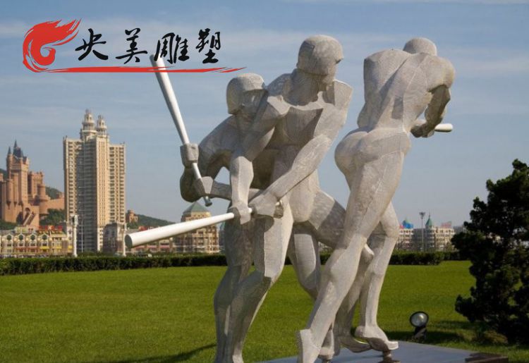 大型玻璃钢抽象打棒球运动员城市公园户外摆件图片 大型玻璃钢抽象打棒球运动员城市公园户外摆件图片