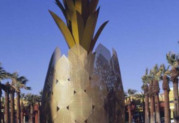 景区广场摆放抽象水果不锈钢镂空菠萝景观雕塑