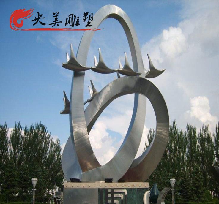 城市广场标识景观不锈钢抽象圆环大雁雕塑图片 城市广场标识景观不锈钢抽象圆环大雁雕塑图片