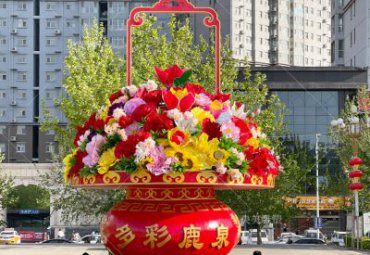玻璃钢大花篮雕塑—河北省石家庄鹿泉区案例工程